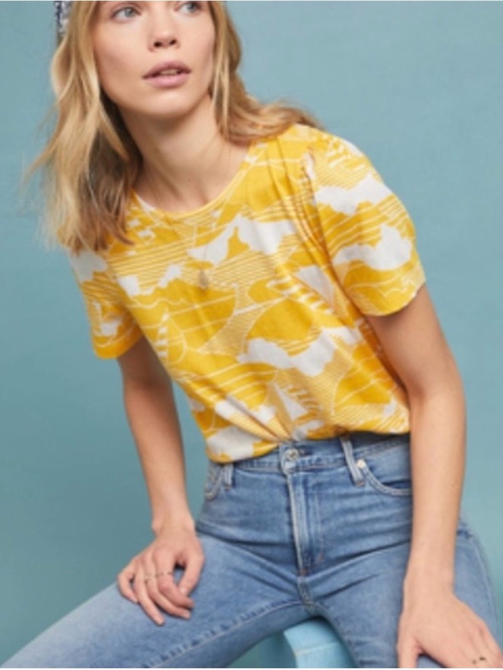 ANTHROPOLOGIE 42 of 52 Conversations Colloquial Tee in Come Sail Away Yellow